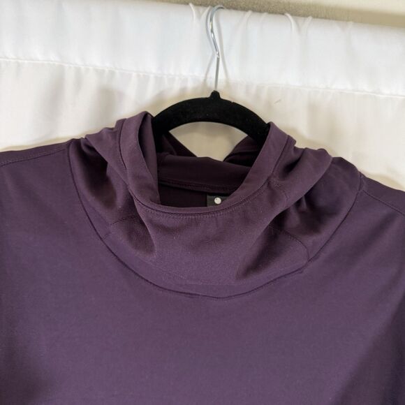 Yogalicious Lux Sweatshirt Women's Large Purple Hooded Cowl Neck Thumb Holes - Picture 5 of 10